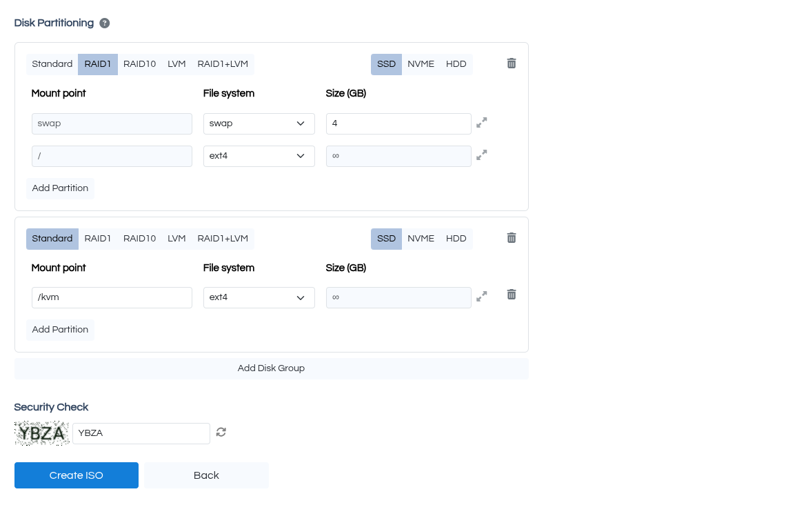 Disk Layout Configuration